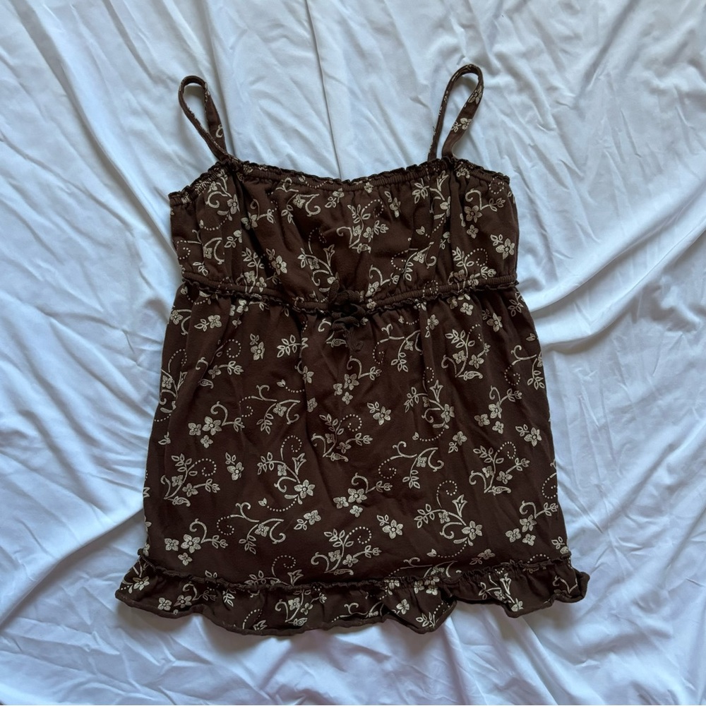 SOLD!! Gap brown floral babydoll top